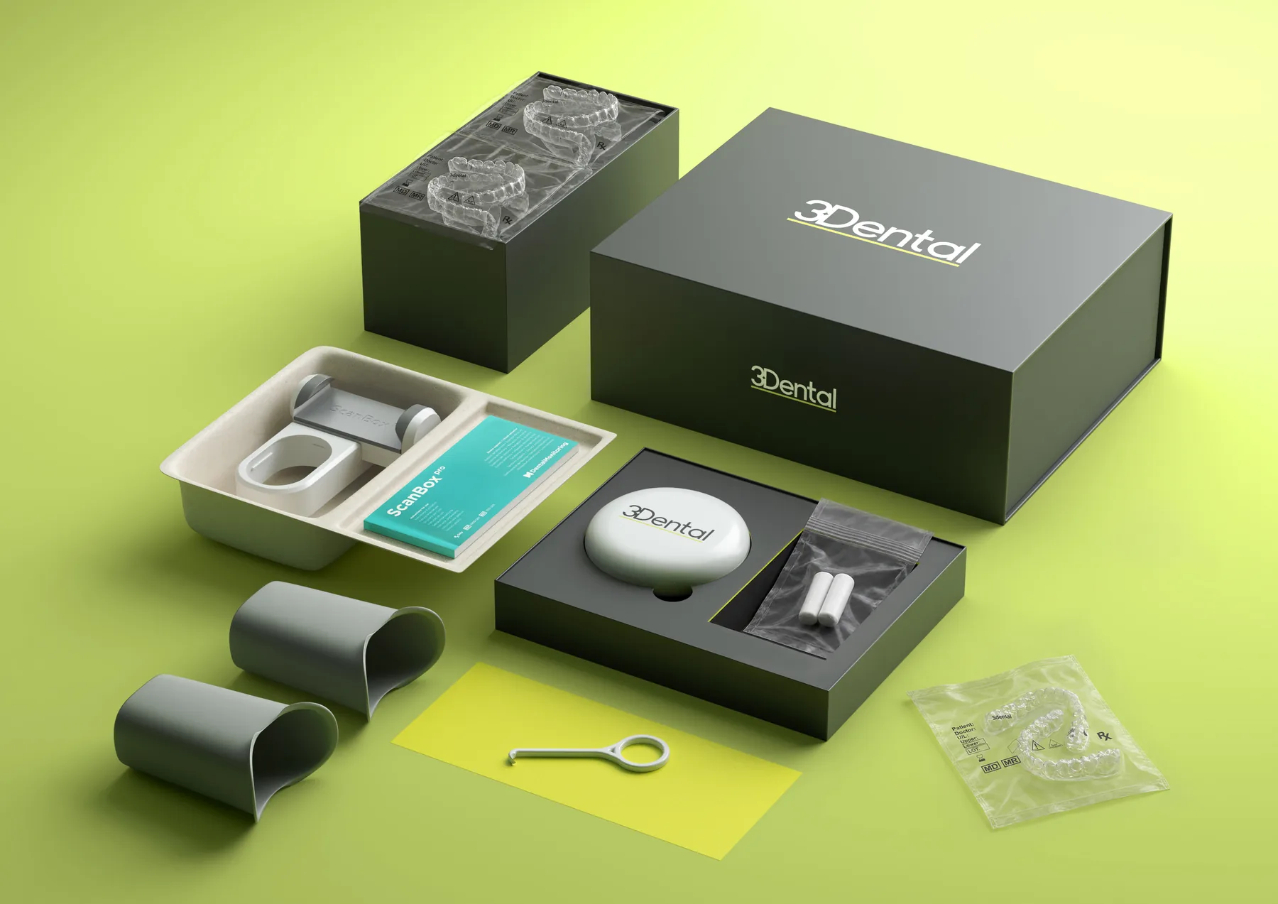 Aligners Unlimited packaging, including the ScanBox Pro remote monitoring device
